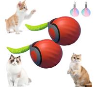KNAEE 2PCS Speedy Tail 2.0 Cat Ball Toy, Cat Toy Smart Interactive Cat Toy With 2 Modes, Automatic Moving Balls, Usb Rechargeable Smart Ball, For Indoor With Replacement Tail (Orange)