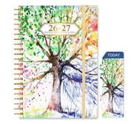 Knagsfa 2026-2027 Planner, Jul.2026-Jun.2027 Planner Weekly and Monthly 6.25"x8.5" with Page Tabs, Calendar Hardcover with Inner Pocket, Elastic Band, Twin-Wire Binding, Bookmark, Colored Trees