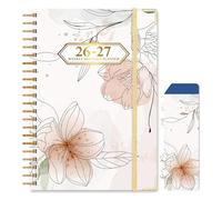 Knagsfa 2026-2027 Planner, Jul.2026-Jun.2027 Planner Weekly and Monthly 6.25"x8.5" with Page Tabs, Calendar Hardcover with Inner Pocket, Elastic Band, Twin-Wire Binding, Bookmark, Flowers