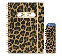Knagsfa 2026-2027 Planner, Jul.2026-Jun.2027 Planner Weekly and Monthly 6.25"x8.5" with Page Tabs, Calendar Hardcover with Inner Pocket, Elastic Band, Twin-Wire Binding, Bookmark, Deep Brown Leopard