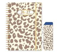 Knagsfa 2026-2027 Planner, Jul.2026-Jun.2027 Planner Weekly and Monthly 6.25"x8.5" with Page Tabs, Calendar Hardcover with Inner Pocket, Elastic Band, Twin-Wire Binding, Bookmark, Brown Leopard