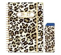 Knagsfa 2026-2027 Planner, Jul.2026-Jun.2027 Planner Weekly and Monthly 6.25"x8.5" with Page Tabs, Calendar Hardcover with Inner Pocket, Elastic Band, Twin-Wire Binding, Bookmark, Brown Leopard