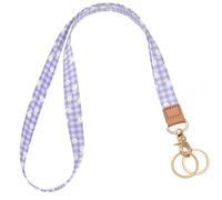 Knagsfa Badge Lanyard for Keys, Long Neck Strap with Metal Hook for ID Badges, Cute Lanyard Keychain for Women, Purple Plaid Flowers