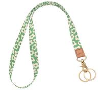 Knagsfa Badge Lanyard for Keys, Long Neck Strap with Metal Hook for ID Badges, Cute Lanyard Keychain for Women, Green Flowers