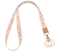 Knagsfa Badge Lanyard for Keys, Long Neck Strap with Metal Hook for ID Badges, Cute Lanyard Keychain for Women, Pink Flowers
