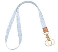 Knagsfa Lanyards for ID Badges, Cute Lanyard for Keys with Metal Hook Long Neck Keychain Strap for Women, Small Blue Floral