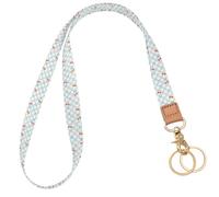 Knagsfa Lanyards for ID Badges, Cute Lanyard for Keys with Metal Hook Long Neck Keychain Strap for Women, Blue Lattice Cherry