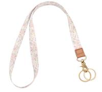 Knagsfa Lanyards for ID Badges, Cute Lanyard for Keys with Metal Hook Long Neck Keychain Strap for Women, Pink Flower