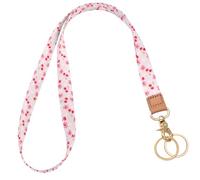 Knagsfa Lanyards for ID Badges, Cute Lanyard for Keys with Metal Hook Long Neck Keychain Strap for Women, Cherry Flowers