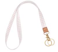Knagsfa Lanyards for ID Badges, Cute Neck Lanyard Keychain for Women, Long Lanyards for Keys and Wallet, Pink White Plaid