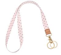 Knagsfa Lanyards for ID Badges, Cute Neck Lanyard Keychain for Women, Polka Dots and Hearts Long Lanyards for Keys and Wallet, Pink Black Hearts
