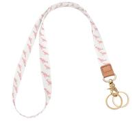 Knagsfa Lanyards for Id Badges, Long Neck Lanyards for Keys Wallets, Cute Keychain Lanyard for Women Teacher, Pink White Flower
