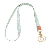Knagsfa Lanyards for ID Badges, Neck Lanyards for Keys with Metal Hook, Cute Keychain Lanyard for Women, Sage Green Daisy