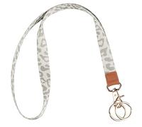 Knagsfa Lanyards for ID Badges, Neck Lanyards for Keys with Metal Hook, Cute Keychain Lanyard for Women, Apricot Leopard