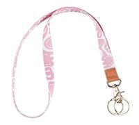Knagsfa Lanyards for ID Badges, Neck Lanyards for Keys with Metal Hook, Cute Keychain Lanyard for Women, Pink Smile
