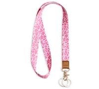 Knagsfa Lanyards for ID Badges, Neck Lanyards for Keys with Metal Hook, Cute Keychain Lanyard for Women, Hot Pink Leopard