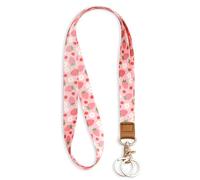 Knagsfa Lanyards for Keys, Neck Lanyards for ID Badges with Metal Hook, Cute Keychain Lanyard for Women, Strawberry Smallflower