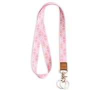 Knagsfa Lanyards for Keys, Neck Lanyards for ID Badges with Metal Hook, Cute Keychain Lanyard for Women, Pink Heart Flower
