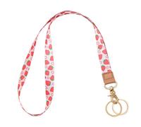 Knagsfa Lanyards for Keys, Neck Lanyards for ID Badges with Metal Hook, Cute Keychain Lanyard for Women, Strawberry Flower