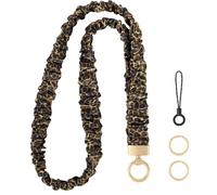 Knagsfa Stretchy Lanyard, Cute Neck Badge Lanyard for Women, Retractable Scrunchie Lanyard for Keys, Wallet, ID Badges, Cell Phone, Dark Brown Leopard Print