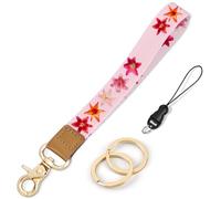 Knagsfa Wristlet Keychain, Cute Wrist Lanyards for Keys Wrist Keychain Strap for Women Wallet, Phone, ID Badges, Pink Lily