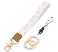 Knagsfa Wristlet Keychain, Cute Wrist Lanyards for Keys Wrist Keychain Strap for Women Wallet, Phone, ID Badges, Bow Flower