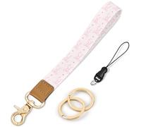 Knagsfa Wristlet Keychain, Cute Wrist Strap for Women, Wrist Lanyard for Keys, Wallet, Id Holder, Cell Phone, Pink Love Heart Bow