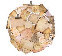 Knaid Antique Looking Scrapbook Stickers (90 Pieces) Vintage Aged Paper Design Old Fashion Decorative Sticker for Planner, Bullet Journaling, Junk Journal, Retro Crafts, Decoupage Stationary Supplies