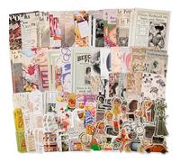 Knaid Vintage Scrapbook Supplies Pack (200 Pieces) for Junk Journal Bullet Journals Planners Aesthetic Paper Stickers Craft Kits Cottagecore Collage Album (Retro)