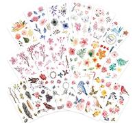 Knaid Watercolor Birds and Flowers Stickers Set - Decorative Sticker for Scrapbooking, Kid DIY Arts Crafts, Album, Bullet Journaling, Junk Journal, Planners, Calendars and Notebook