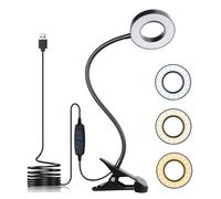KNAMKY USB LED Desk Lamp Clip On Light 3 Light Mode 10 Dimmable Brightness