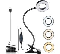 KNAMKY USB LED Desk Lamp Clip On Light, 3 Light Mode 10 Dimmable Brightness Eye Caring Book Adjustable for Reading Studying[Energy Class A]