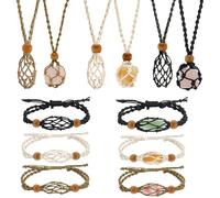 Knana 12Pcs Crystal Necklace Holder Crystal Holder Cage Crystals Cage Necklace (Black, Brown, White)