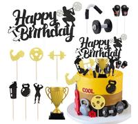 Knana 12Pcs Fitness Cake Topper Boxing Cake Toppers Gym Cake Topper Fitness Themed Cake Decorations