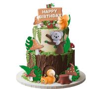Knana 15Pcs Koala Cake Topper Koala Birthday Party Decorations with Mushroom Cake Decorations for Jungle Animal Themed Birthday Party Decorations