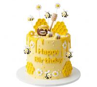 Knana 19Pcs Bee Cake Topper Bee Honeycomb Cake Decorations Honey Bee Theme Baby Shower Birthday Party Decoration Supplies