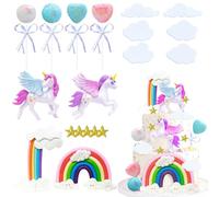 Knana 19Pcs Unicorn Cake Toppers Unicorn Cake Decorations Rainbow Unicorn Cake Topper for Girls Birthday