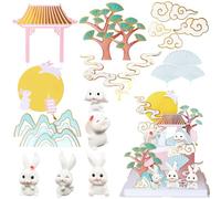 Knana 21Pcs Rabbit Cake Decoration Bunny Rabbit Cake Topper Chinese Rabbit Cake Decorations Baby Shower Birthday Party Supplies