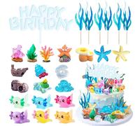 Knana 23Pcs Axolotl Birthday Decorations Axolotl Cake Topper Axolotl themed Happy Birthday Cake Decorations for Ocean Party