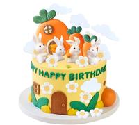 Knana 23Pcs Bunny Cake Topper Rabbit Cake Decorations Carrot Cake Decorations for Bunny Birthday Party Supplies