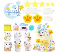 Knana 24Pcs Cat Cake Topper Cat Cake Decorations Cat Themed Birthday Party Decorations for Cat Party Favors