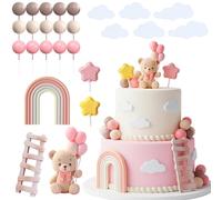 Knana 26Pcs Bear Cake Topper Pink Bear Cake Decoration Baby Bear Cake Topper Baby Shower Party Supplies