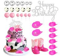 Knana 27Pcs Cowgirl Cake Topper Disco Cowgirl Party Cake Decorations with Cowgirl Hat Cowgirl Boots for Cowgirl Baby Shower Birthday Party Favors