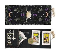 Knana 2Pcs Tarot Card Holder Linen Tarot Bag with Sun Moon Pattern Tarot Accessories Tarot Card Bag
