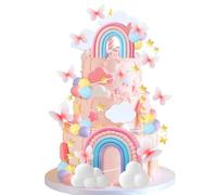 Knana 48Pcs Pink Butterfly Cake Toppers Butterfly Cake Decorations Rainbow Cake Topper