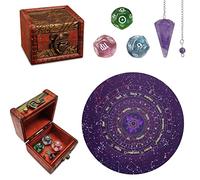 knana 6 Pcs Tarot Divination Dice Set Contains Astrology Dice Amethyst Pendulum Witch Pendulum Board Tarot Card Case Witchcraft Kit Metaphysical Supplies for Beginners Tarot Divination