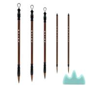 Knana 6pcs Calligraphy Brush Painting Writing Watercolor Calligraphy Brushes Holder Set Writing Sumi Hubi Maobi Drawing Ink Art Kanji Painting Wooden Brush Pencaligraphy Kits for Beginners