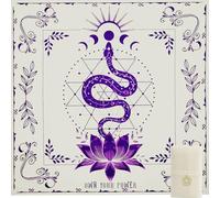 Knana Tarot Altar Cloth Silk Mat for Reading - Witchcraft Accessories with Tarot Card Bag (Purple Snake)
