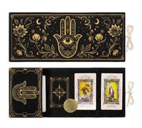Knana Tarot Card Holder Palm Pattern Linen Tarot Bag for Divination Reading