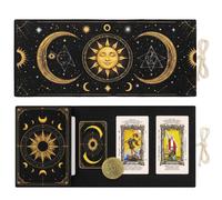 Knana Tarot Card Holder Sun Moon Pattern Linen Tarot Bag for Reading